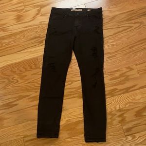 Zara Straight Leg Distresses Black Jeans Size 6